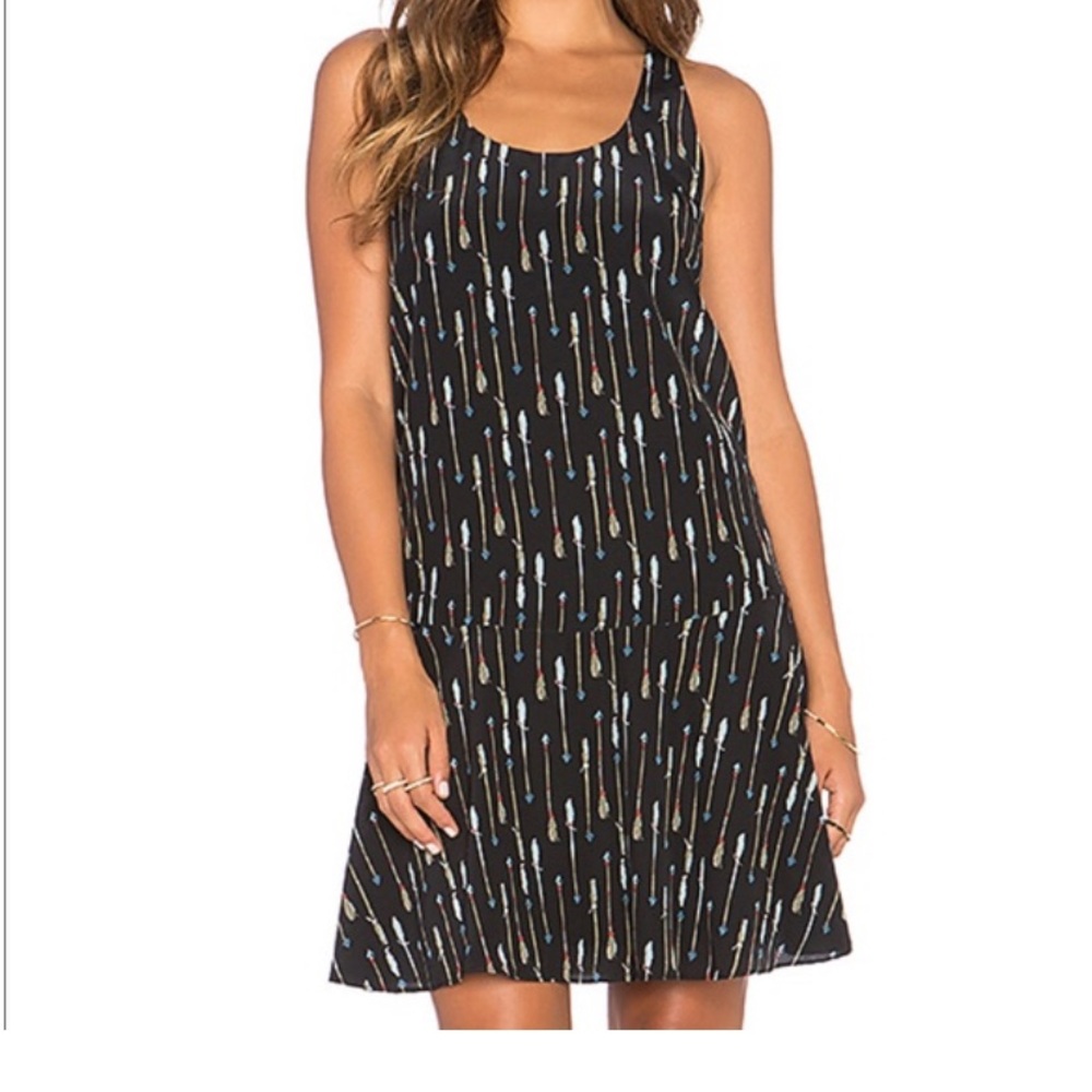 Joie Black Sleeveless Dress with Arrow Pattern